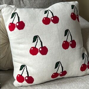 NEW! Large Vintage Inspired Large Cherry Throw Soft Knit Sweater  Pillow